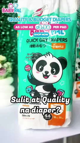 Momshie, hanap mo ba ang sulit at quality na diaper? Kung hindi mo pa nasusubukan, try mo na ang BabyPal Quick Dry Diaper!🐼May cute design na siguradong magugustuhan ni baby with stretchable waistband, wetness indicator and soft cottony sheet kaya iwas rashes! Shop now!🌸🛒 #BastaBabyPalSulit #QuickDryNaPinasulitPa #BabyPal 