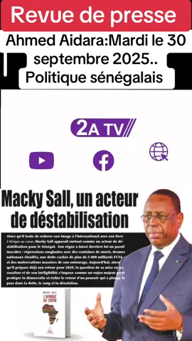 🔥 Macky Sall, le tyran sanguinaire défie encore l’État du Sénégal ! Après 12 ans d’un règne marqué par la répression et la peur, l’ancien président Macky Sall continue de provoquer le peuple sénégalais depuis l’étranger. 👉 Il nie catégoriquement l’existence de la dette cachée, malgré les nombreux rapports qui l’attestent et les preuves accumulées de sa gestion opaque et prédatrice. 👉 Il assume sans détour la répression sanglante qui a coûté la vie à des Sénégalais entre 2021 et 2024, sous prétexte de « maintenir l’ordre » face à une supposée « main étrangère ». Cet homme, qui a : ⚠️ Endetté à dessein le pays, ⚠️ Fragilisé les institutions, ⚠️ Légalisé le vol et instauré l’impunité, ⚠️ Bâillonné l’opposition et la presse, ⚠️ Tué ses propres concitoyens dans la violence d’État, ose aujourd’hui se présenter comme un modèle de transparence et de courage. 💥 Oui, on peut tout reprocher à Macky Sall : d’avoir dilapidé les ressources du Sénégal, d’avoir plongé des familles dans le deuil, d’avoir transformé l’APR en repaire de nervis… Mais une chose est claire : il ne manque pas de courage pour continuer à narguer un peuple qu’il a trahi et martyrisé. Le Sénégal mérite la justice et la vérité. Ce combat ne fait que commencer. @à la une