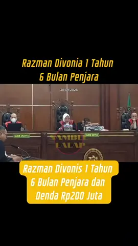 wow Razman di penjara 1.5 tahun dan denda 200jt