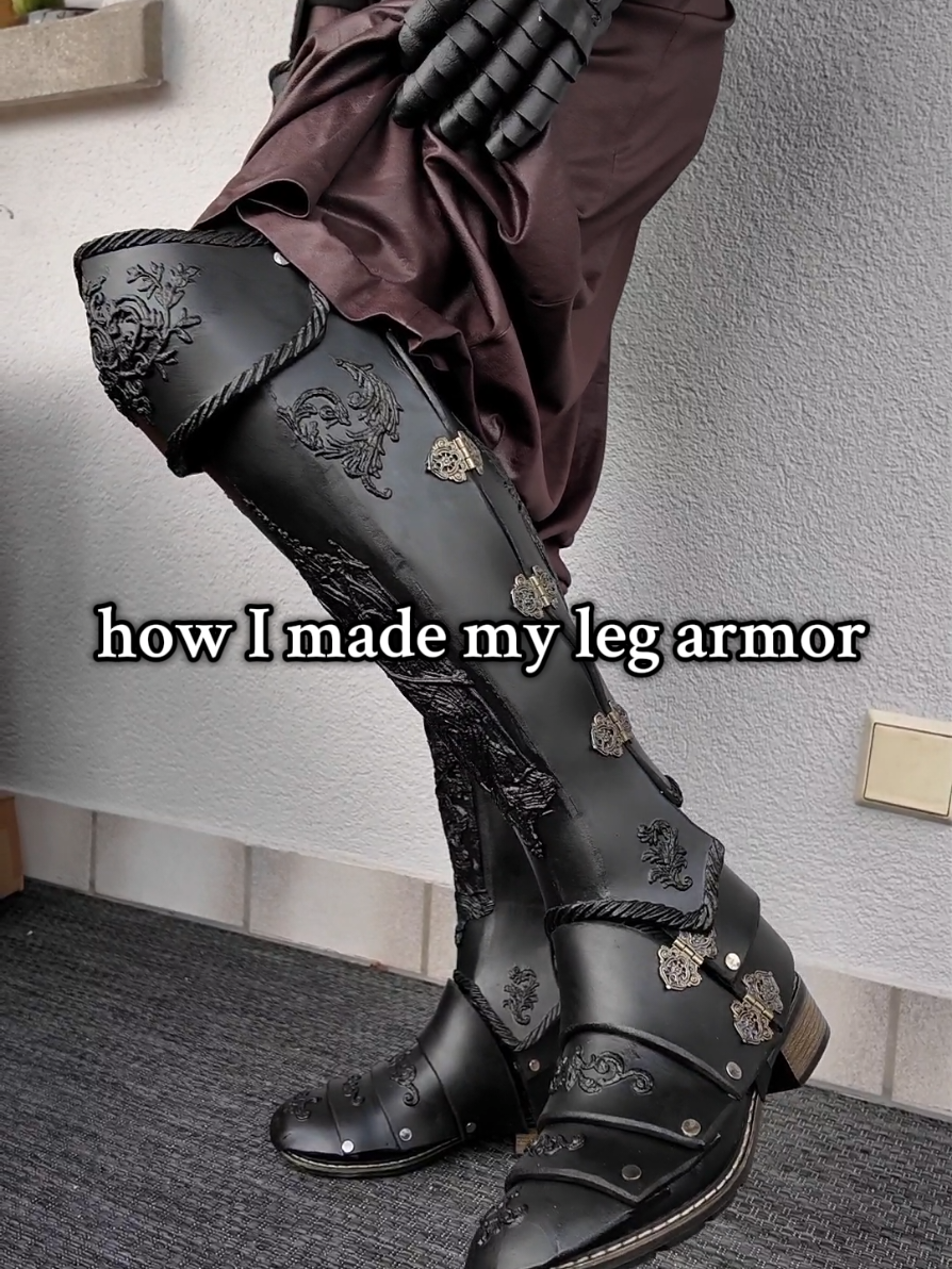 here is the leg armor progress! ✨️ #armor #medieval #cosplay #tutorial #selfmade 