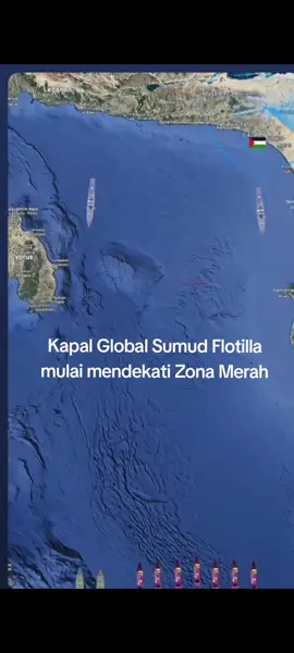 Kapal Global Sumud Flotilla mulai mendekati Zona Merah!#viralvideo #israel #gaza #flotilla #fypage 