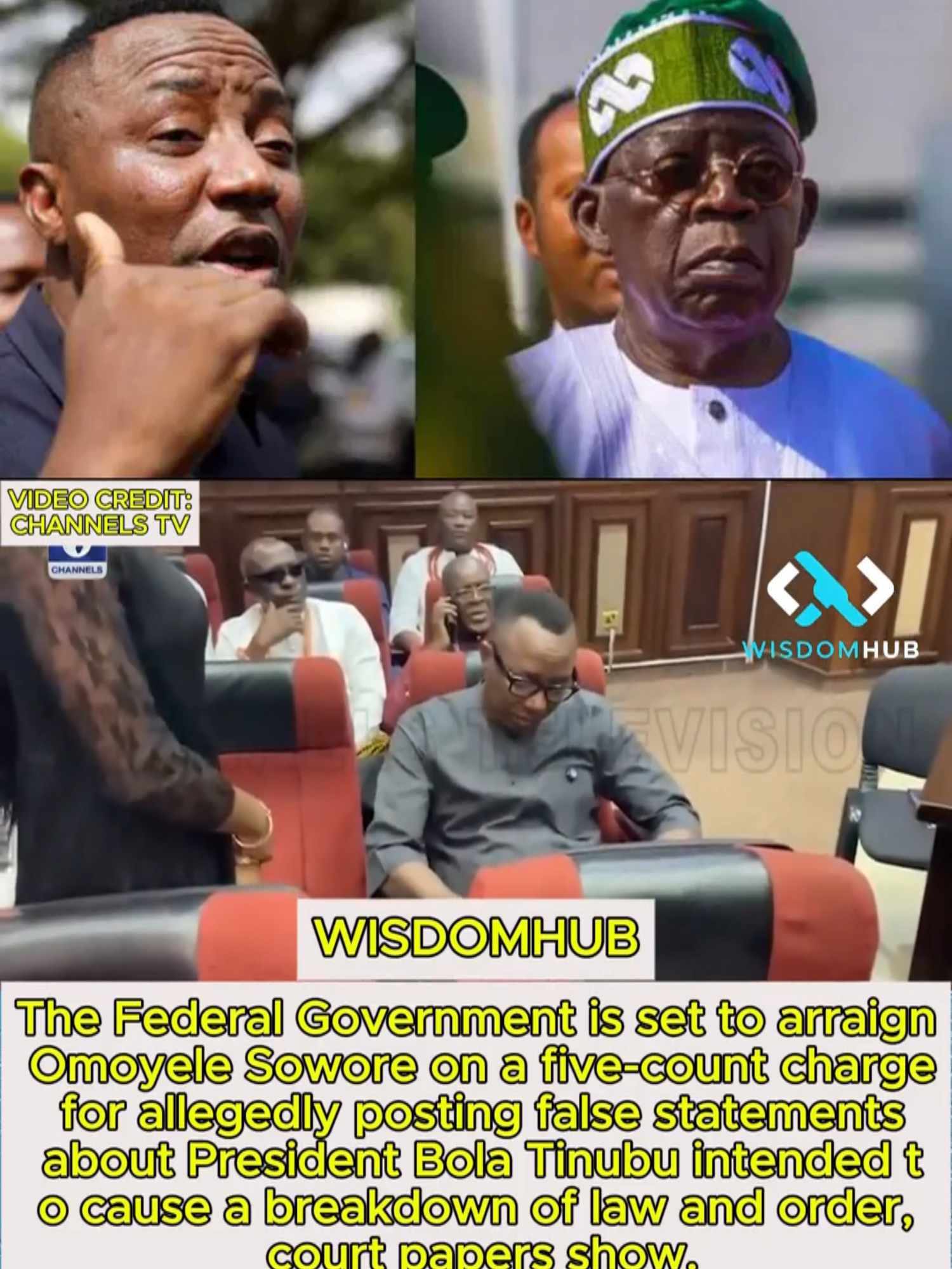 The Federal Government is set to arraign  Omoyele Sowore on a five-count charge  for allegedly posting false statements  about President Bola Tinubu intended t o cause a breakdown of law and order,  court papers show.#trendingtiktok  #nigerianpolitics #wisdomhub #viral  #trending #trendingnigerianews  #electoralreform #viraltiktok  #videoviral #nigeriannews