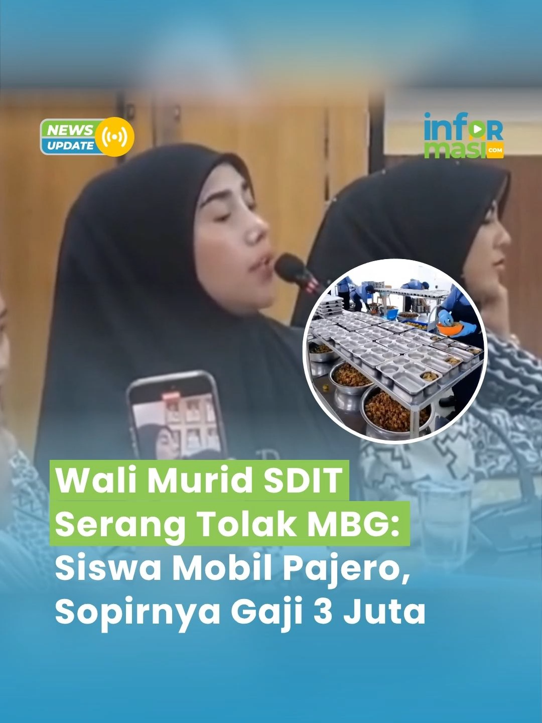 INFORMASI.COM - Sejumlah wali murid SDIT Al Izzah Kota Serang, Banten, keberatan dengan program MBG di lingkungan sekolah itu. Wali murid mengatakan masih banyak sekolah lain dan murid yang tidak mampu untuk diberi MBG, saat rapat dengan pihak sekolah, Senin (29/9). Seorang wali murid mengatakan bahwa siswa sekolah itu berangkat dan pulang sekolah dengan mobil mewah, dengan sopir bergaji 3 juta. Wali murid pun bercerita bahwa anaknya keheranan mengapa ada rencana MBG yang diperuntukkan siswa tidak mampu.  #MBG #MakanBergiziGratis #Serang #Banten