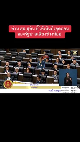 ท่าน สส.สุทิน อภิปรายสรุปปิด ชี้ให้เห็นถึงจุดอ่อนของรัฐบาลเสียงข้างน้อย  #ประชุมสภา #สส #สุทินคลังเเสง #เพื่อไทย #ข่าววันนี้ 
