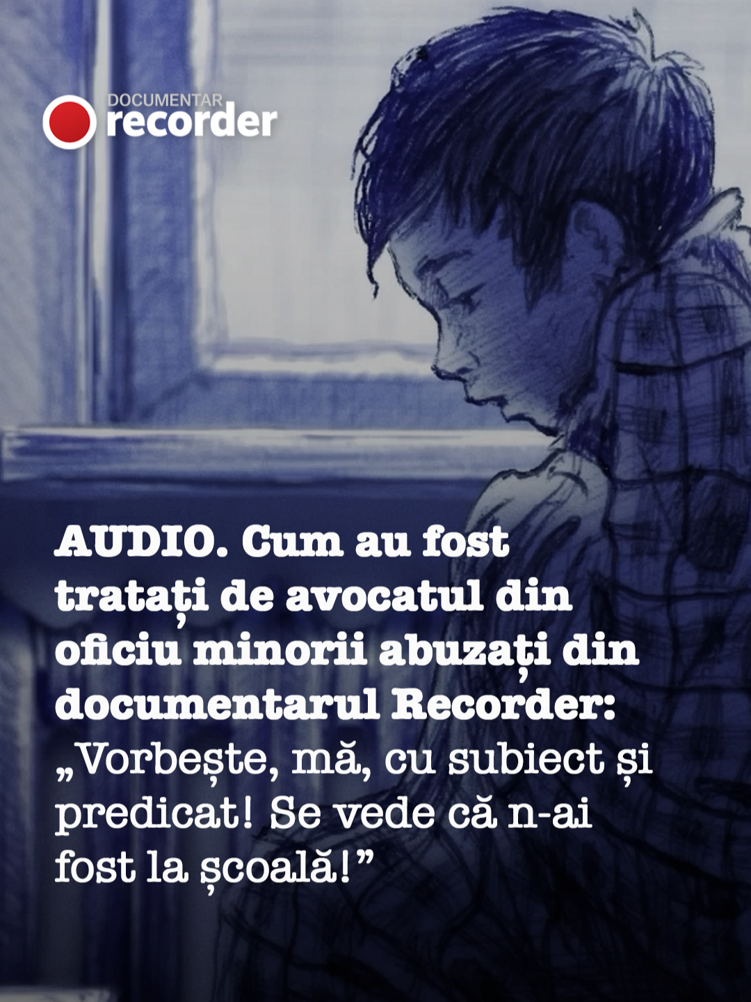 Găsești investigația în linkul din bio. Florian Lincan, educatorul violator angajat la DGASPC Teleorman, al cărui caz e prezentat pe larg în documentarul Recorder, a fost condamnat definitiv la 22 de ani de închisoare cu executare în iulie, însă nimeni altcineva n-a mai fost pedepsit pentru abuzurile suferite de copii. Deși mărturiile victimelor confirmă faptul că mai mulți angajați DGASPC au știut despre abuzurile lui Florian Lincan și nu au făcut nimic, Justiția din România n-a considerat că mai trebuie să tragă pe cineva la răspundere. Astăzi publicăm o înregistrare care arată cum au fost tratați de sistemul de Justiție minorii abuzați din documentarul Recorder și cum unul dintre oamenii care alcătuiesc acest sistem și-a ratat în mod flagrant misiunea. Este vorba de avocatul din oficiu desemnat de statul român să-i reprezinte în instanță pe o parte dintre minorii abuzați. Înregistrarea datează din 15 aprilie 2024. Deși nu a fost o ședință publică, am decis să publicăm un fragment audio, protejând identitatea victimelor, pentru a arăta cum i se vorbește în România de azi unui minor care este victimă într-un caz de abuz sexual. #recorderromania #romania #fyp #documentar #avocat #justitie