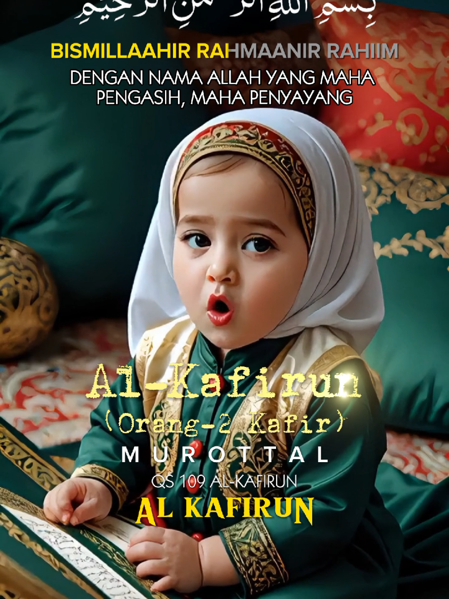 AL KAFIRUN Bayi Ngaji Quran Surah 109 Juz Amma. (Transliterasi & Terjemahan Murottal Al-quran). Video/gambar fiktif dibuat oleh AI menggunakan HP android. Suara asli: Asma Esbeye (edit pitch+4).  Apps:  Picture: Photoleap, Croping Huruf Arab: PngMaker, Lipsync: Pippit, Audio Editor: SuperSound, Video Editor: CapCut. #alkafirun #bayingaji #juzamma #murottalquran #lipsync 