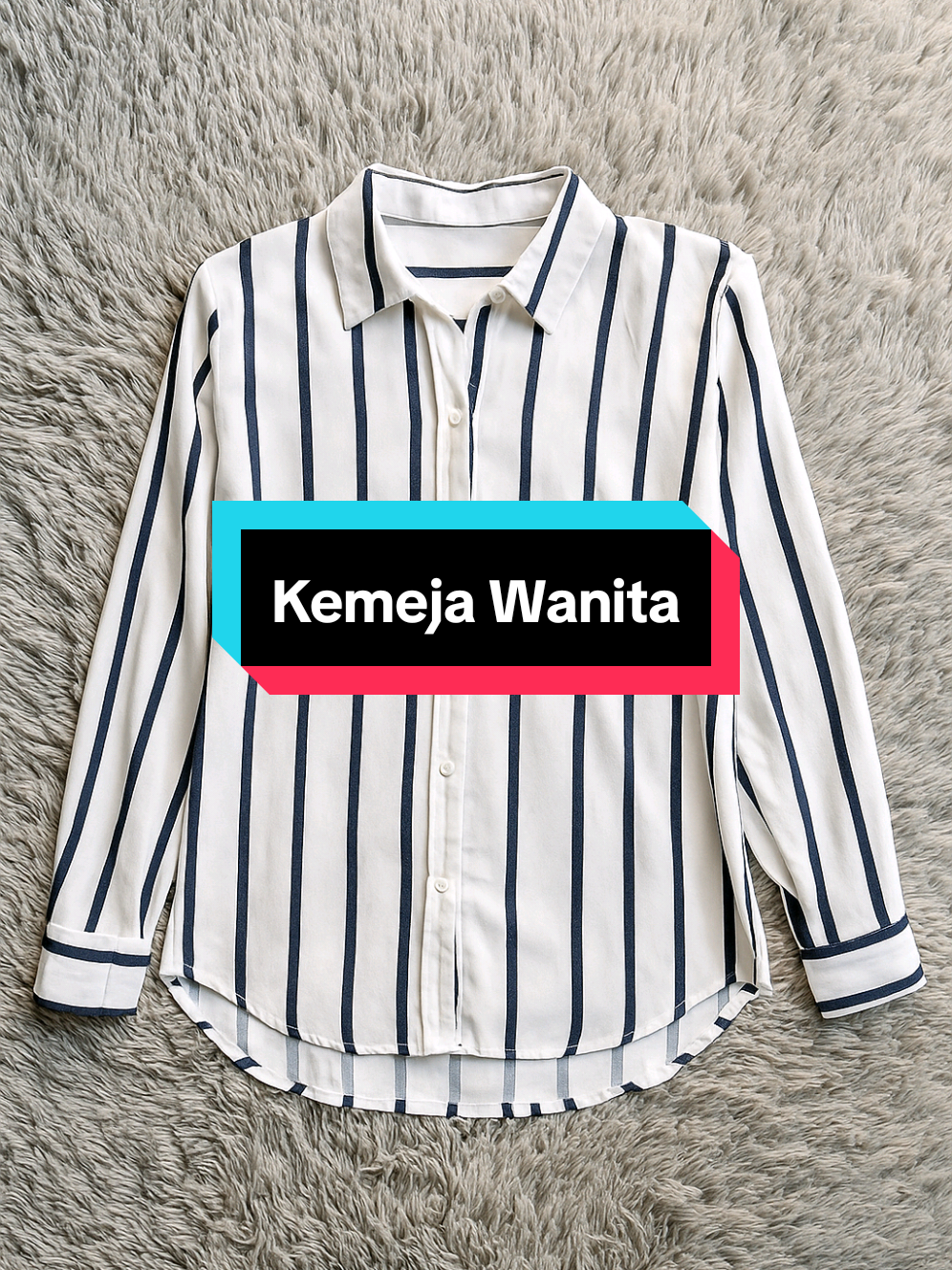 Logo Jeans Kemeja Wanita Lana Offwhite Navy 24958L901#kemejawanita #kemejagaris #kemejamurah #kemejapremium #fyp 