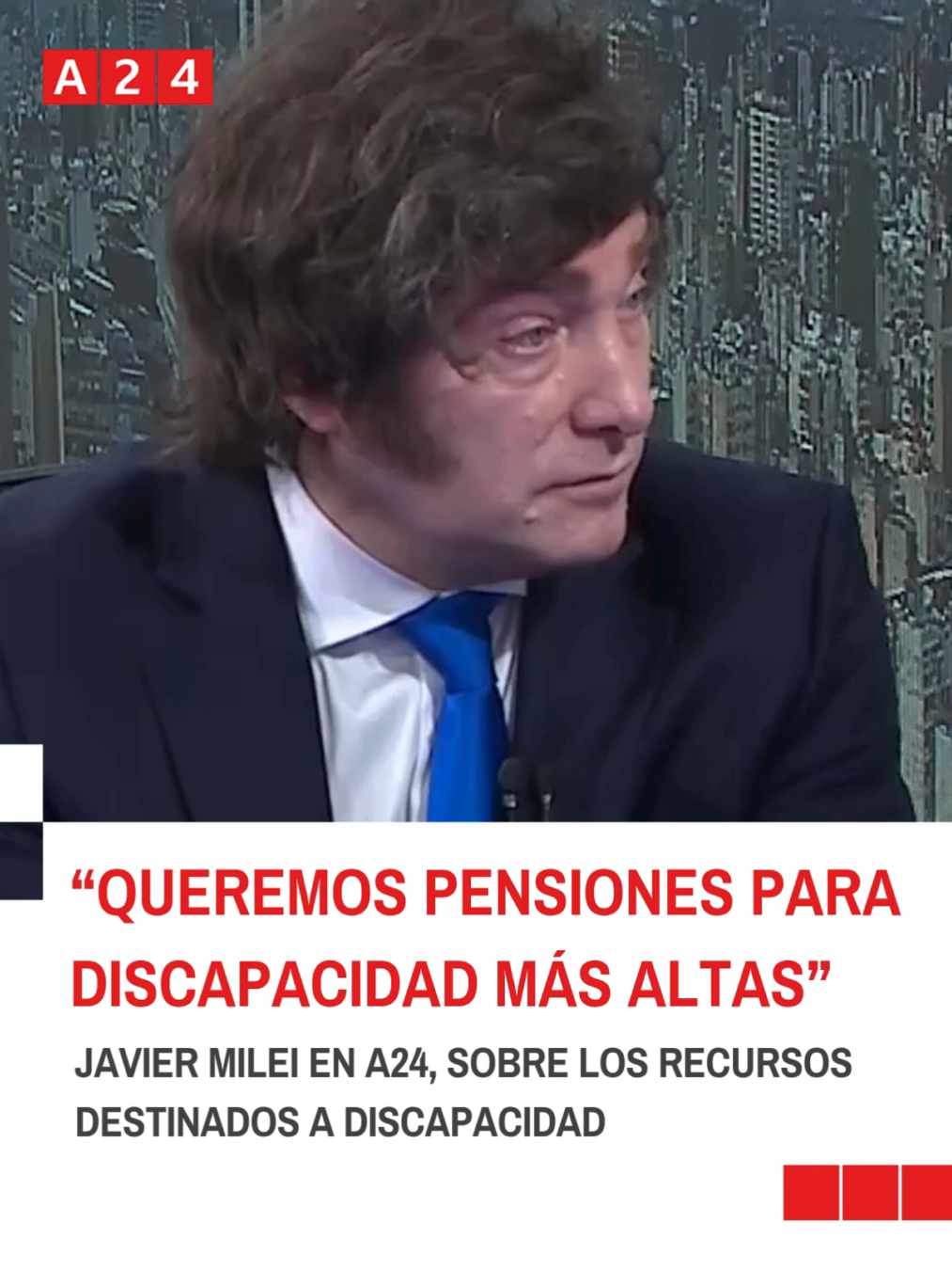 📢 JAVIER MILEI EN A24 | “Queremos pensiones por discapacidad más altas” El Presidente destacó que apuntan a subir las prestaciones a personas con discapacidad y que las auditorías van en línea con mejorar el acceso a las mismas. Asimismo, se refirió a los recursos destinados al Garrahan: “Se fueron recomponiendo sus ingresos y fueron de las partidas que más subieron”. #A24 #JavierMilei #Discapacidad #HospitalGarrahan