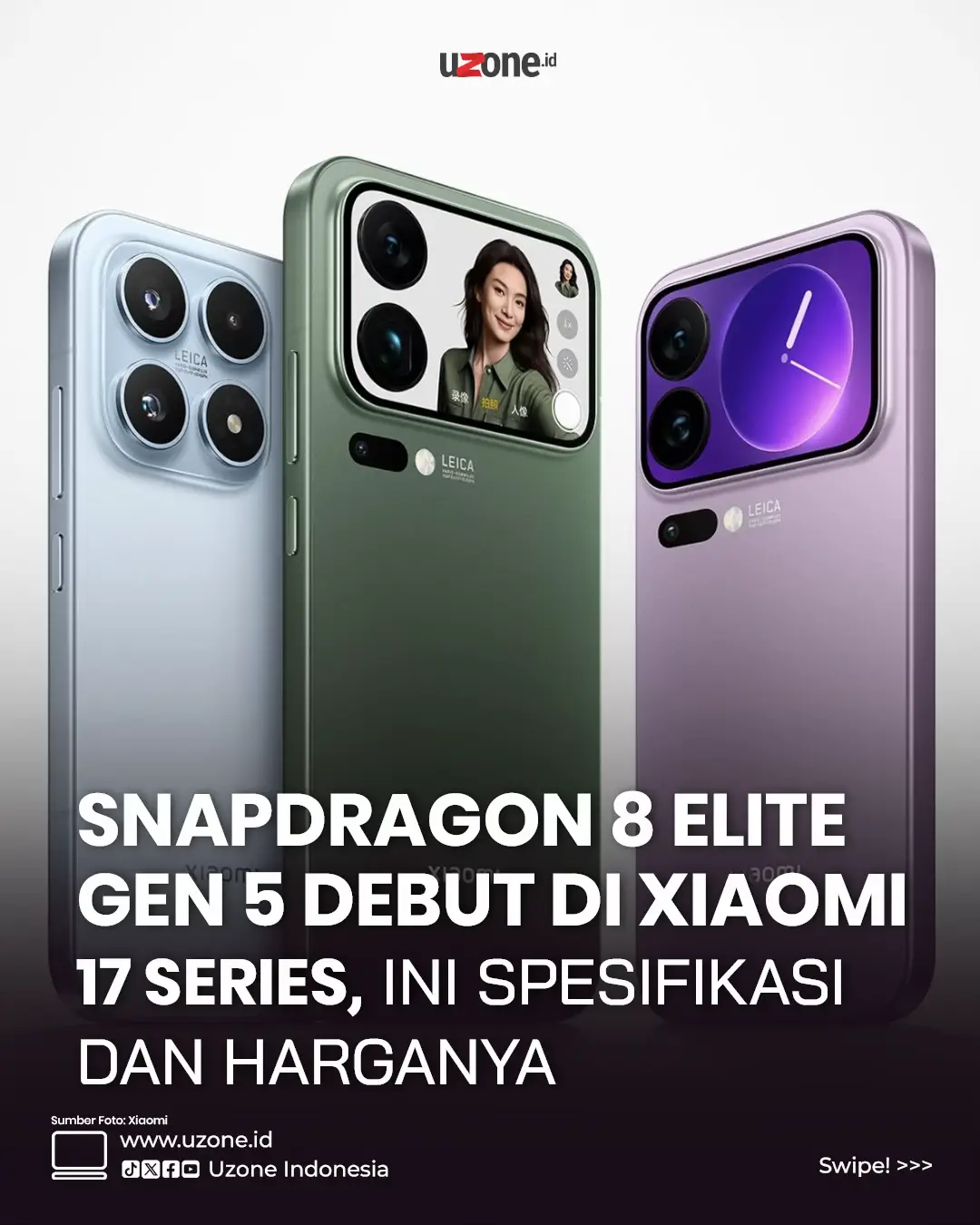 Xiaomi 17 Series jadi smartphone pertama yang bertenaga Snapdragon 8 Elite Gen 5. Ada tiga model yang diluncurkan di China, yakni Xiaomi 17, Xiaomi 17 Pro, dan Xiaomi 17 Pro Max. Cek infografis untuk melihat spesifikasi lengkap dan harga resminya. #xiaom #xiaomi17 #snapdragon #snapdragonproseries #china 