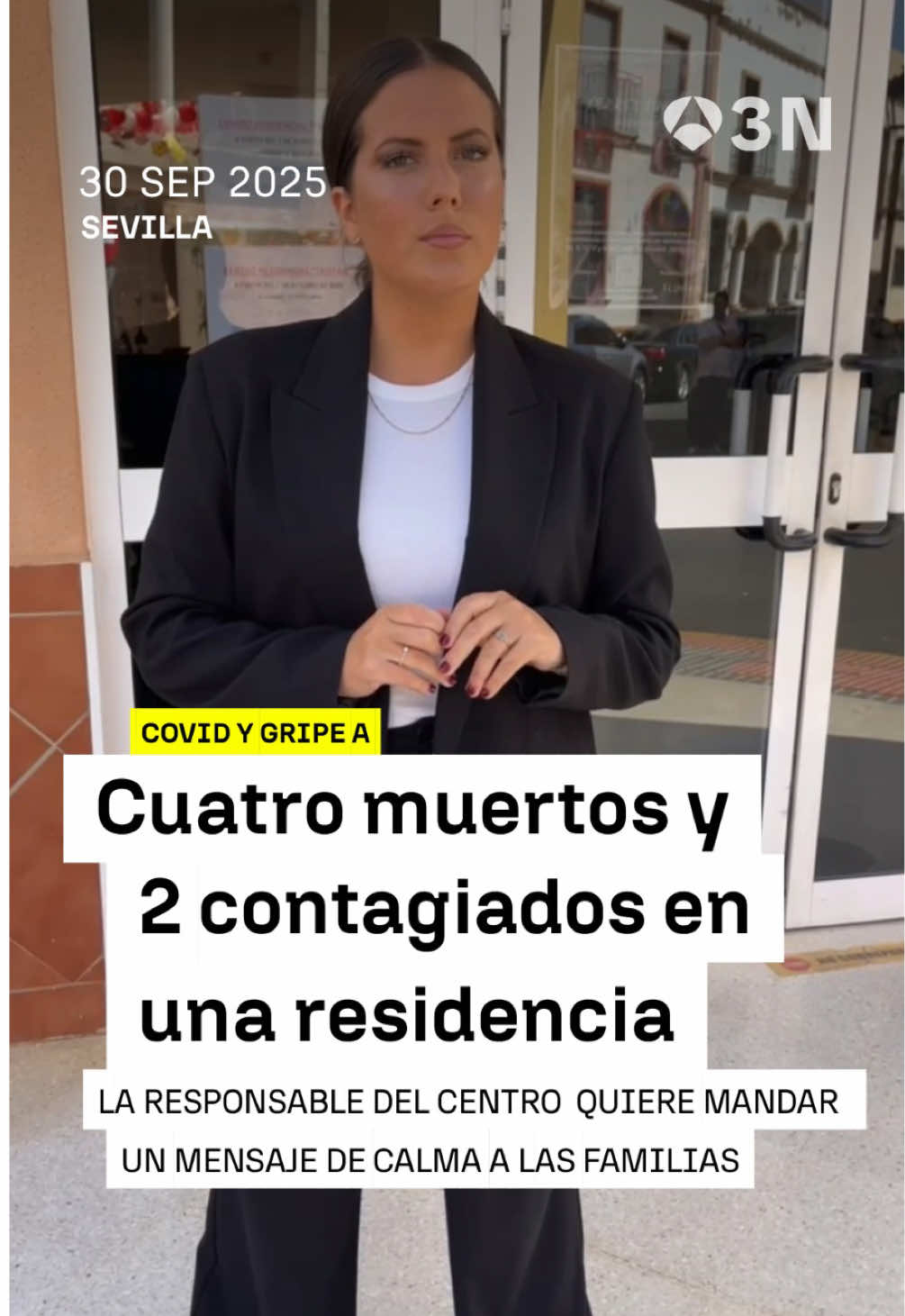 😷 Cuatro muertos y 22 posibles contagios por un brote de gripe A y covid en una residencia de La Algaba, Sevilla 🗣️ La responsable del centro residencial de mayores quiso además trasladar un mensaje de calma a las familias: “La situación aquí está tranquila...” 🎙️Estefanía Ruíz  📲 Sigue toda la #actualidad en antena3noticias.com #Antena3Noticias #Noticias #News #NoticiasTikTok
