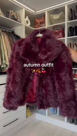 Autumn outfit inspo 🍂🫶🏽 #autumnoutfits2025 #furcoatoutfitideas #burgundyfauxfur #tiktokmademebuyit 