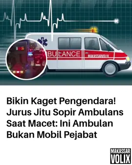 Momen sebuah mobil ambulan yang tengah menerobos jalanan macet saat ini tengah viral di media sosial lantaran mantra dari sang sopir. Dalam sebuah video yang menunjukkan seorang sopir ambulan berusaha melewati jalanan macet penuh kendaraan di tengah kota Jakarta. Sembari menghidupkan sirine ambulan ia juga mengucapkan mantra pembuka jalur jalan yang sekaligus juga sebagai sindiran bagi para pejabat yang kerap menggunakan sirine tak sebagaimana mestinya. “Selamat sore pak mohon izin dikosongkan jalur tengahnya dirapatkan ke sebelah kanan dan ke sebelah kirinya ini mobil ambulan bukan mobil pejabat,” ucap pria dalam video itum dikutip Senin 29 September 2025. Seperti yang diketahui beberapa waktu lalu Korlantas Polri membekukan sementara penggunaan sirine dan strobo pada mobil patroli pengawal (patwal) pejabat untuk dievaluasi, sebagai respons terhadap keluhan masyarakat yang merasa terganggu. #makassarvolix