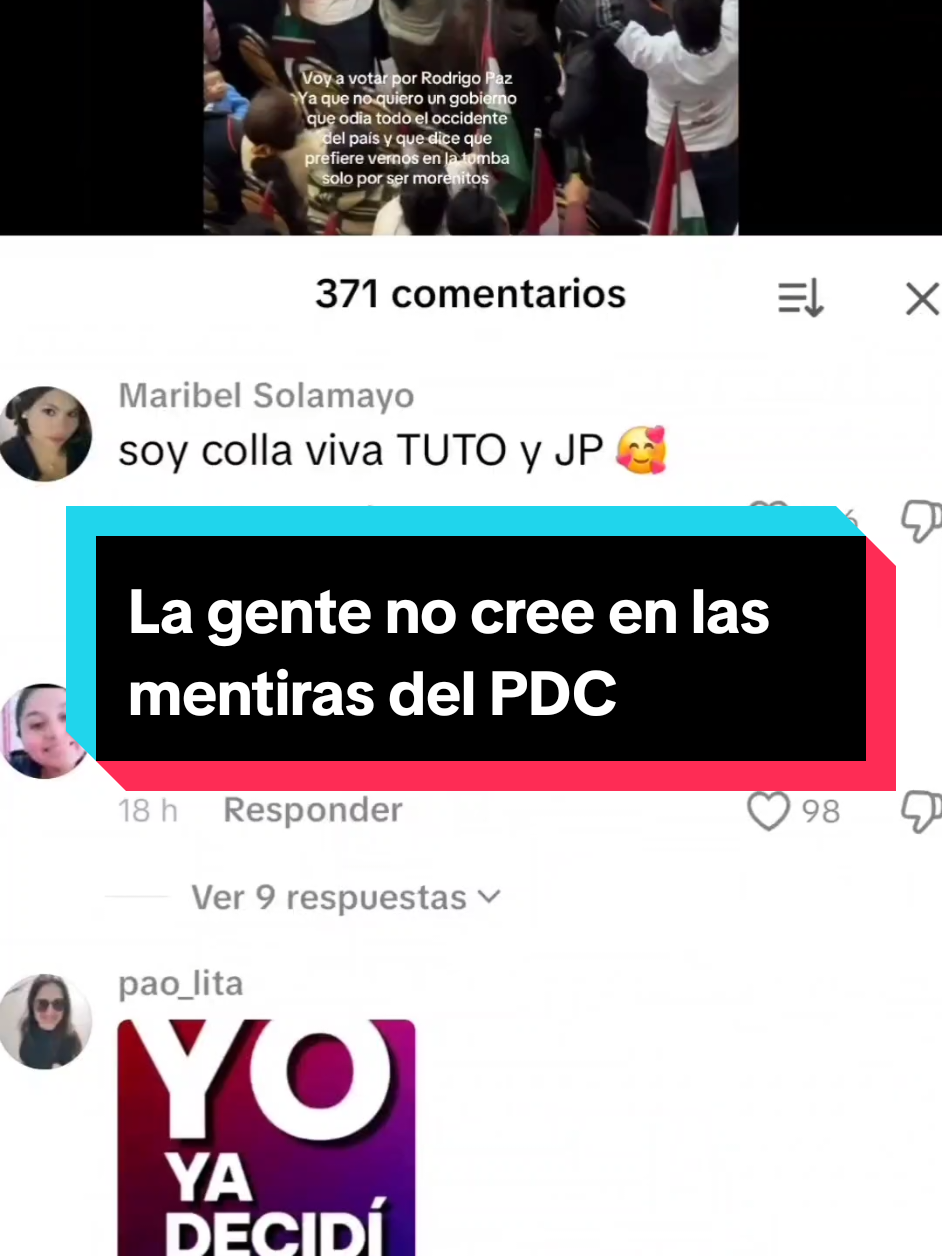Las mentiras del PDC, no es creíble, la gente se da cuenta. #eleccionesbolivia #bolivia🇧🇴 #lapaz_bolivia🇧🇴 #cochabamba_bolivia🇧🇴 #santacruzdelasierra🇳🇬 