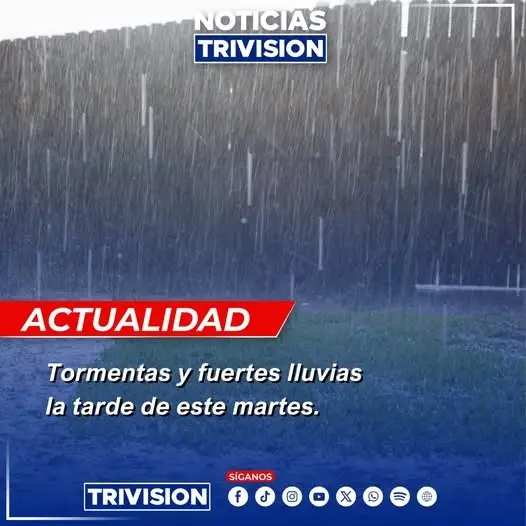 🔴#NoticiasTrivision| El Instituto Meteorológico Nacional prevé actividad lluviosa con tormentas eléctricas durante la tarde y primeras horas de la noche en varias regiones del país. El Pacífico Norte, especialmente la península de Nicoya y zonas montañosas, registrará lluvias más intensas. En el Pacífico Central y Sur, las lluvias se extenderán desde las montañas hacia la costa. El Valle Central tendrá aguaceros localmente fuertes, con tendencia a disminuir en la noche.
