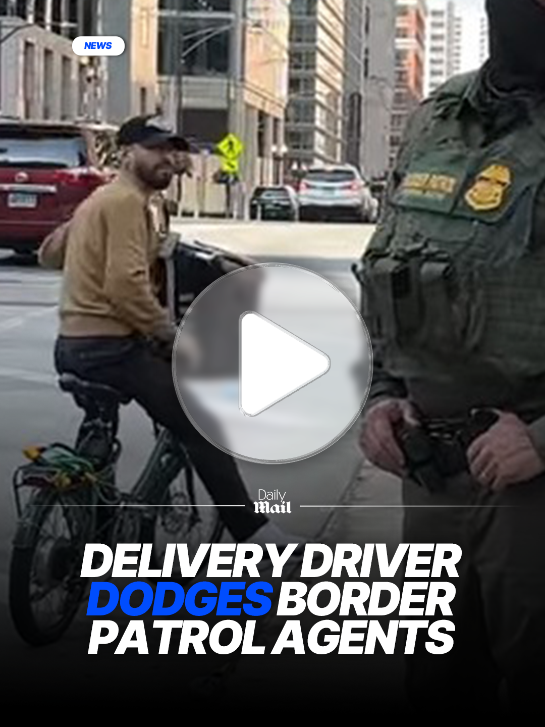 A Chicago food delivery man got chased by a group of US Customs and Border Protection officers on Sunday, after taunting them by yelling 'f*** Trump' and 'I'm not a U.S. citizen.' Read what happened after at Daily Mail. #news #chicago #borderpatrol #police #deliverydriver