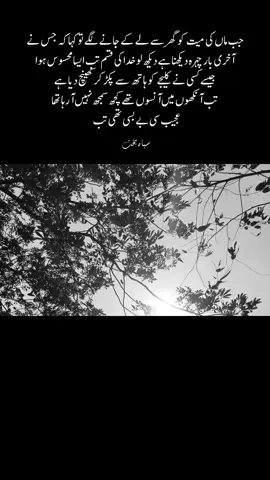 جب ماں کی میت کو گھر سے لے کے جانے لگے تو کہا کہ جس نے آخری بار چہرہ دیکھنا ہے دیکھ لو خدا کی قسم تب ایسا محسوس ہوا جیسے کسی نے کلیجے کو ہاتھ سے پکڑ کر کھینچ دیا ہے تب آنکھوں میں آنسوں تھے کچھ سمجھ نہیں آرہا تھا عجیب سی بے بسی تھی تب #fyp #foryou #foryoupage 