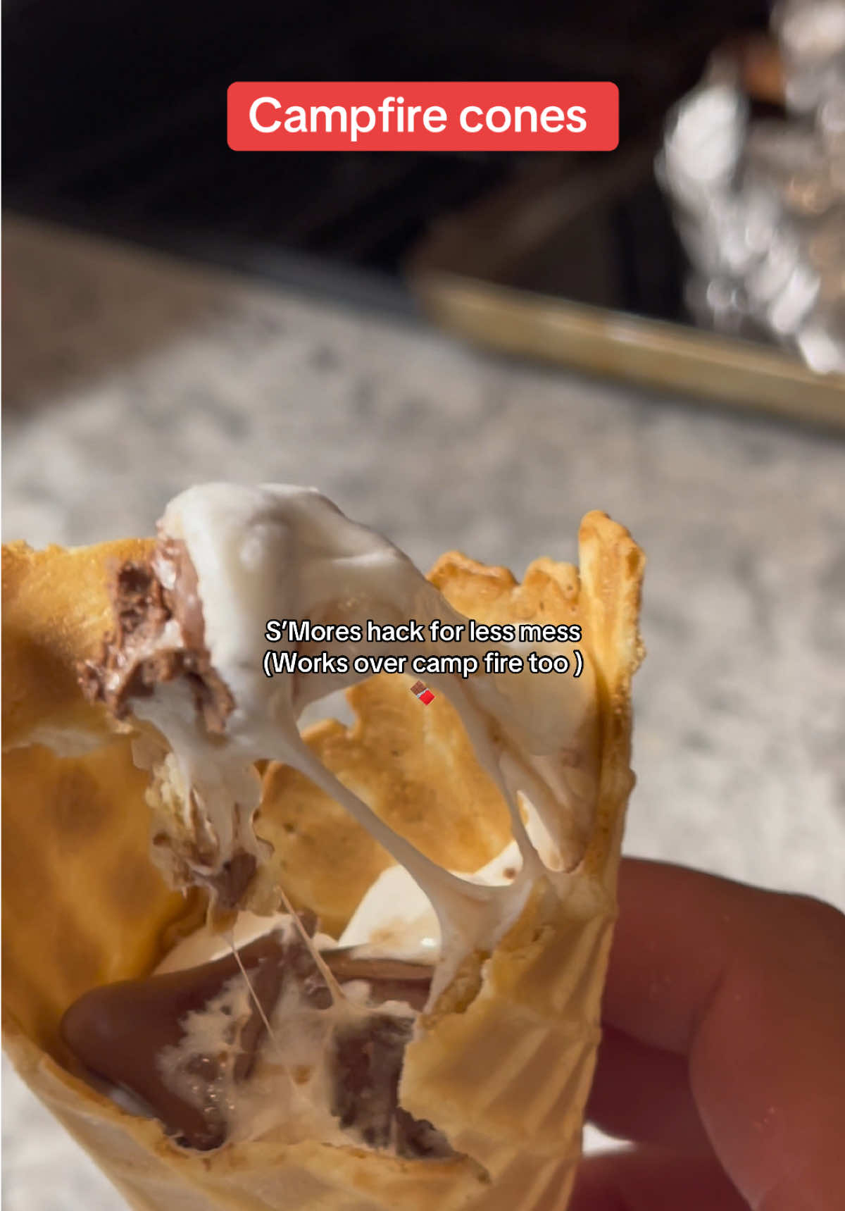 We didn’t get a chance to make these while camping but definitely will next time they were so much easier and less messy & delicious !! #smores #camping #campfirecones #campfire #fall 