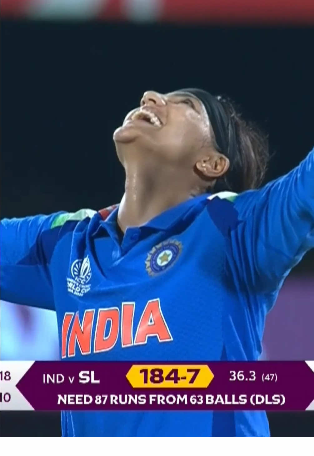 Sneh Rana rattles the stumps to tighten India’s grip on the #CWC25 opener 💪 Details on how to watch in your region in our bio 📲 #INDvSL