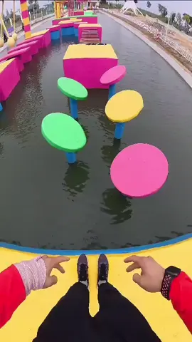 I just realized that I had taken the wrong path after I finish all  ninja water challenge #waterpark #parkour #funny #stunt #pov 