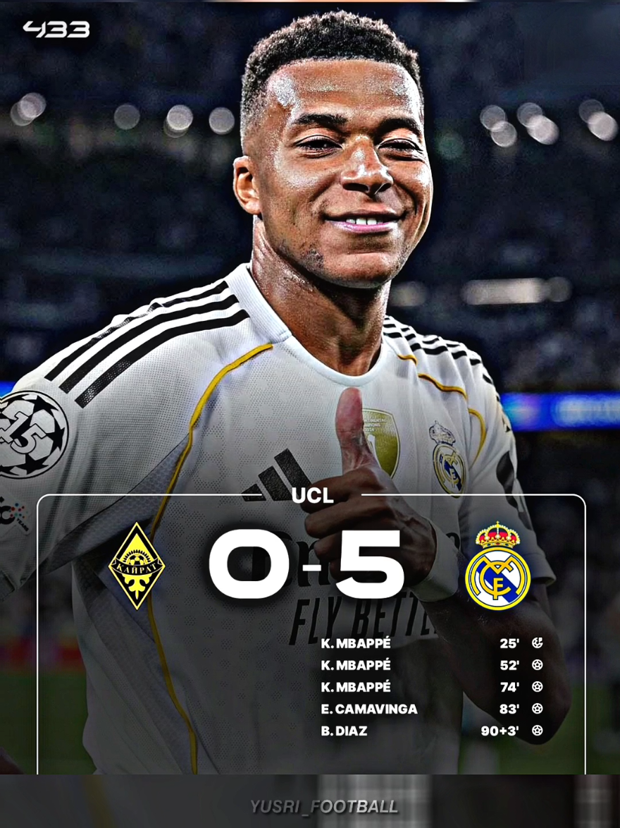 Real Madrid vs FC kairat,(5-0), mbappe hattrick Wak 🗿🤙#football #realmadrid #fyp #fyppppppppppppppppppppppp #xyzbca 