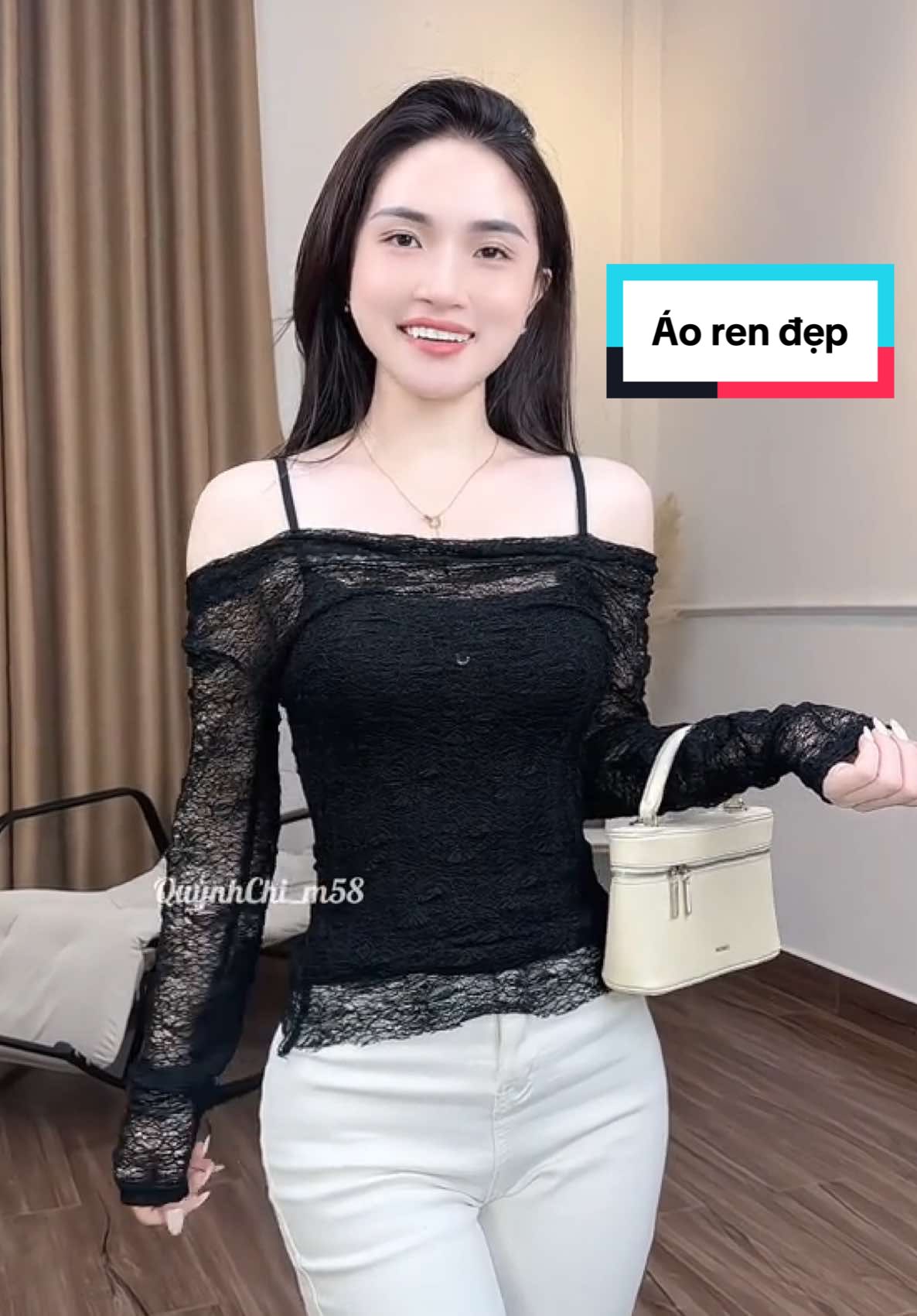 Áo ren phối hai dây đẹp tôn dáng dài tay dễ mặc#aoren #aophoiren #aosangchanh #aokieu #aokieuhottrend 