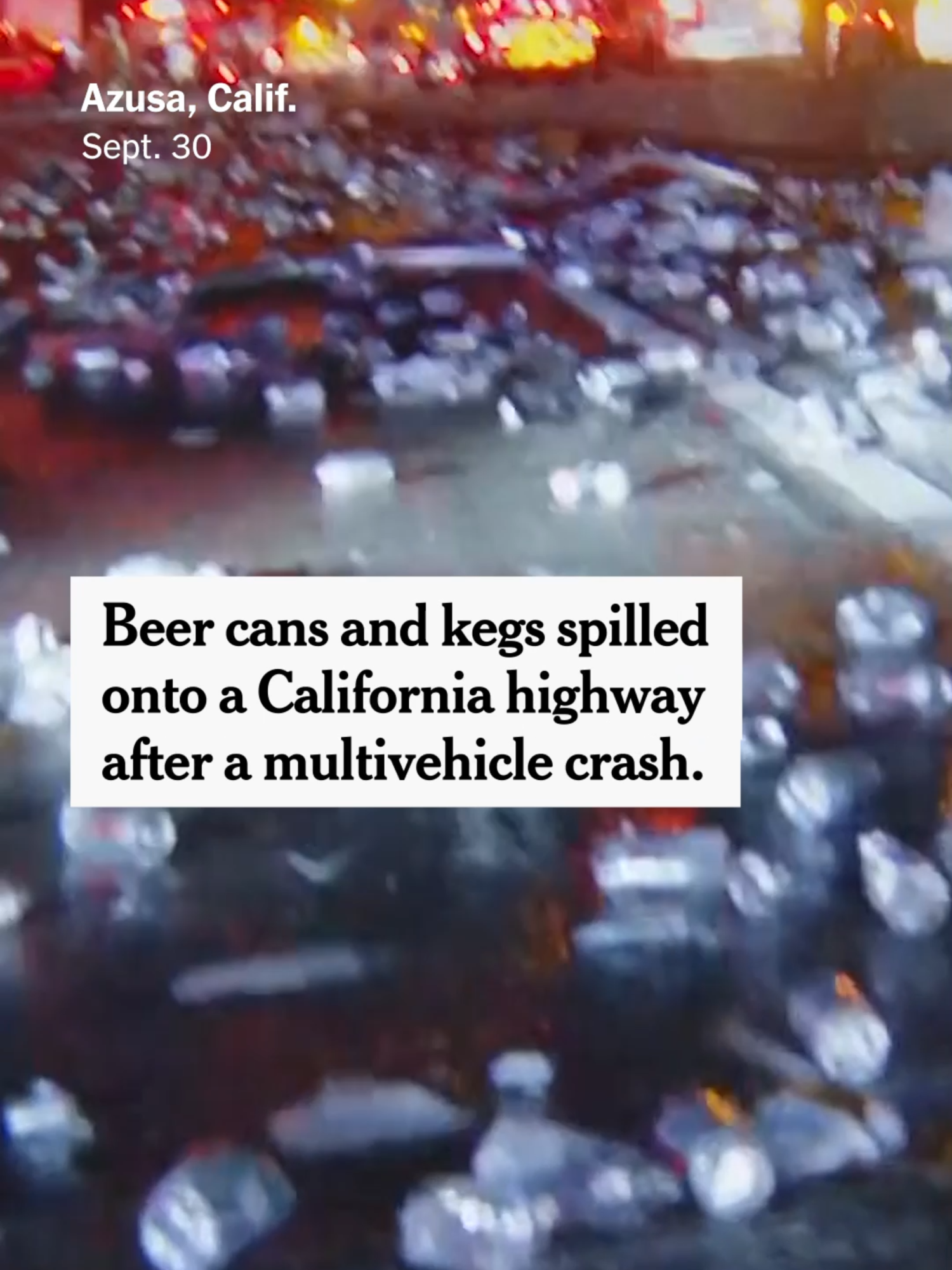 Los Angeles County drivers had an unexpected type of hangover Tuesday morning. Beer cans and kegs spilled over part of the 210 Freeway in Azusa after a multivehicle crash during the morning commute, officials said. #losangeles #california #azusa #la