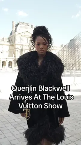 Spotted: #QuenlinBlackwell on the front row at the #LouisVuitton SS26 show at #ParisFashionWeek. #TikTokFashion