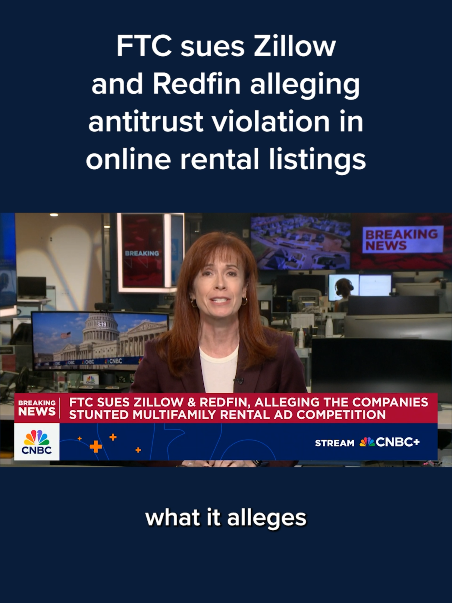 The Federal Trade Commission is suing real estate giants #Zillow and #Redfin, alleging the two illegally conspired to reduce competition in the online multifamily rental listing market, the agency said Tuesday. Full details at the #linkinbio or tap on your screen. #CNBC