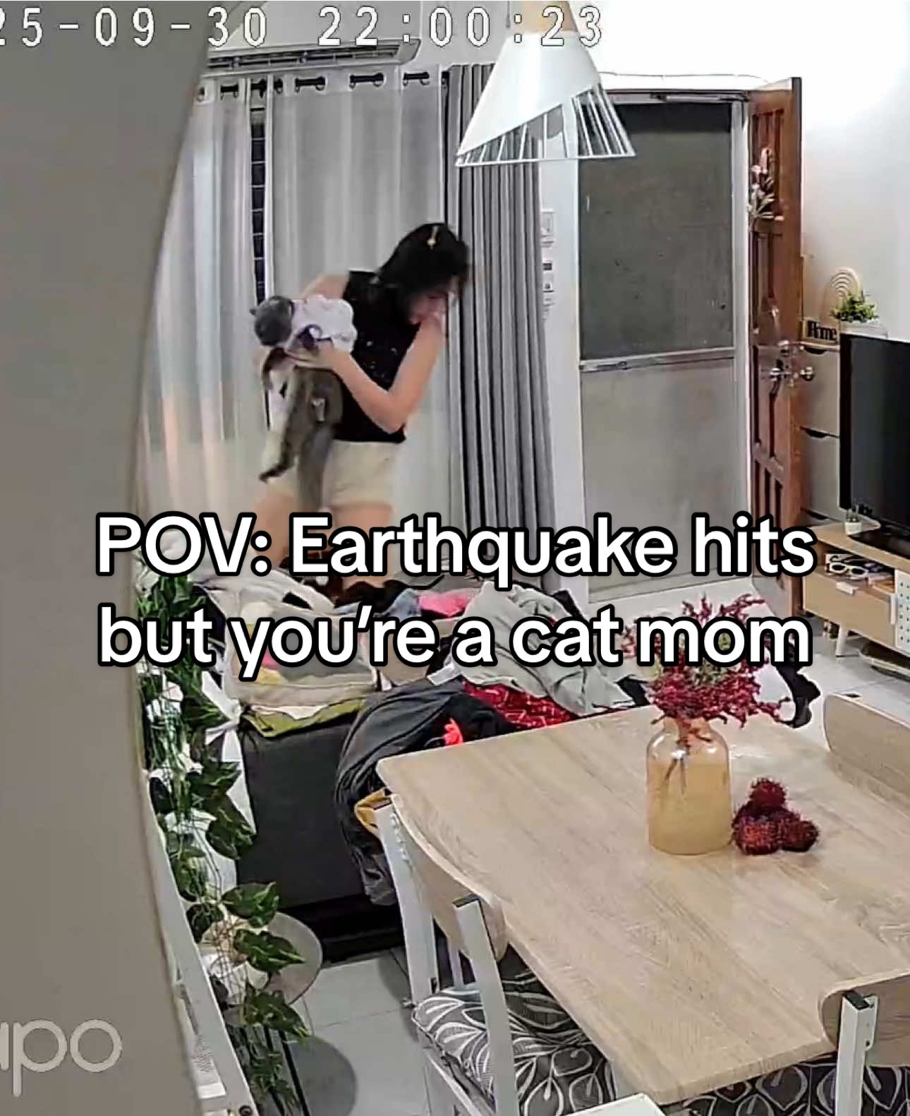 Forget the phone, grab the cat #Priorities #cat #catmom #earthquake #cebu 