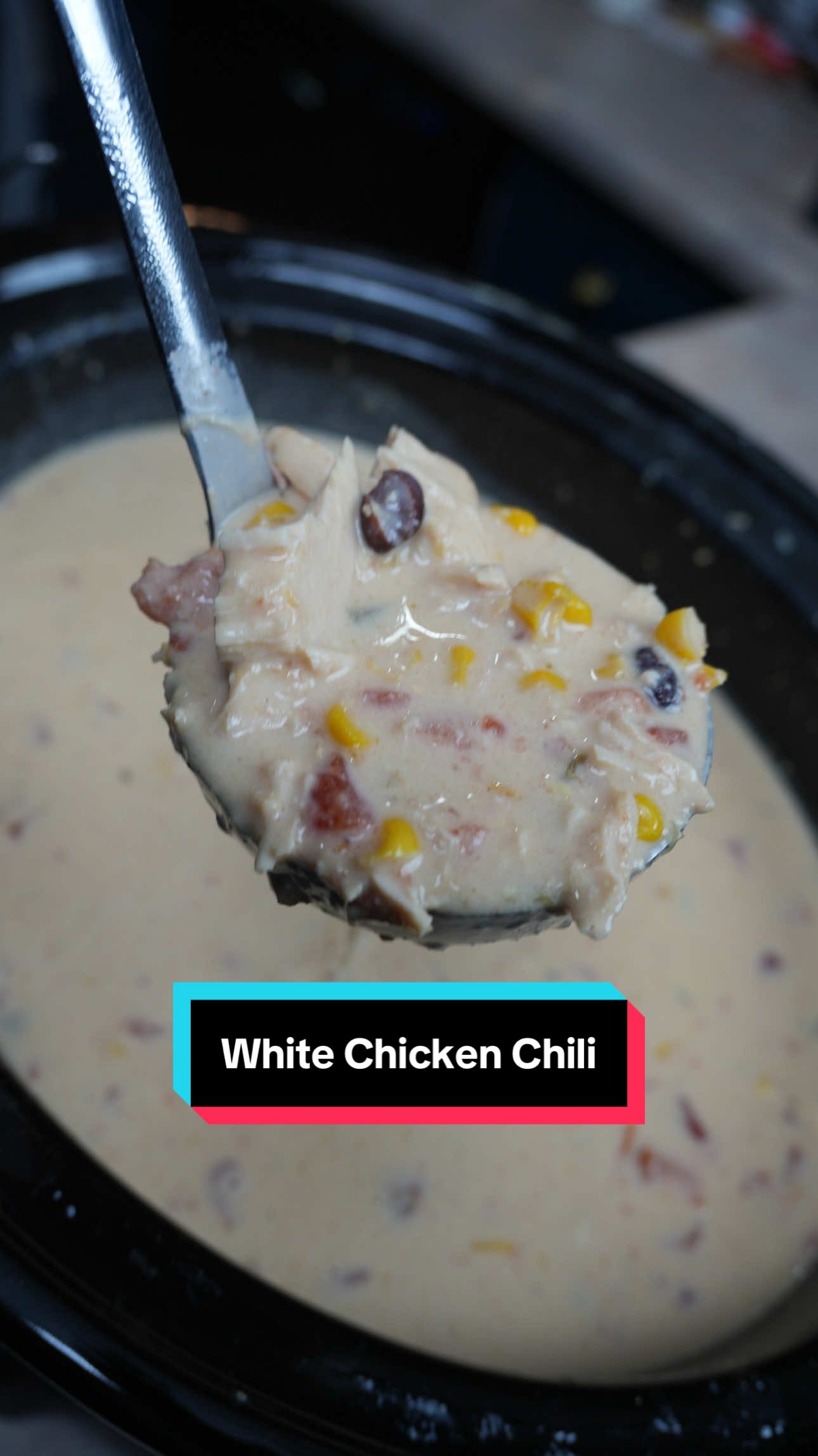 The recipe that started it all… White Chicken Chili 3 chicken breasts 1 can of corn 1 can of Navy or Great northern beans rinsed 1 can of petite diced tomatoes  1 can of black beans rinsed 1 small can of diced jalepenos or green chilis cumin too taste 1 ranch seasoning packet 1 block of cream cheese 8oz block velveeta 4 Cups of chicken stock 1/2 white onion diced Place all ingredients (except velveeta) in slow cooker, cook for 4-6hrs on low Pull chicken out and shred or dice. before adding back mix chili, whisk til cream cheese is smoothly incorporated and no chunks Add back chicken and velveeta and stir til cheese is completely melted enjoy! Wife and I love making this one, want more heat? Add more jalepeno #dinner #mealideas #crockpot #holmescooking 