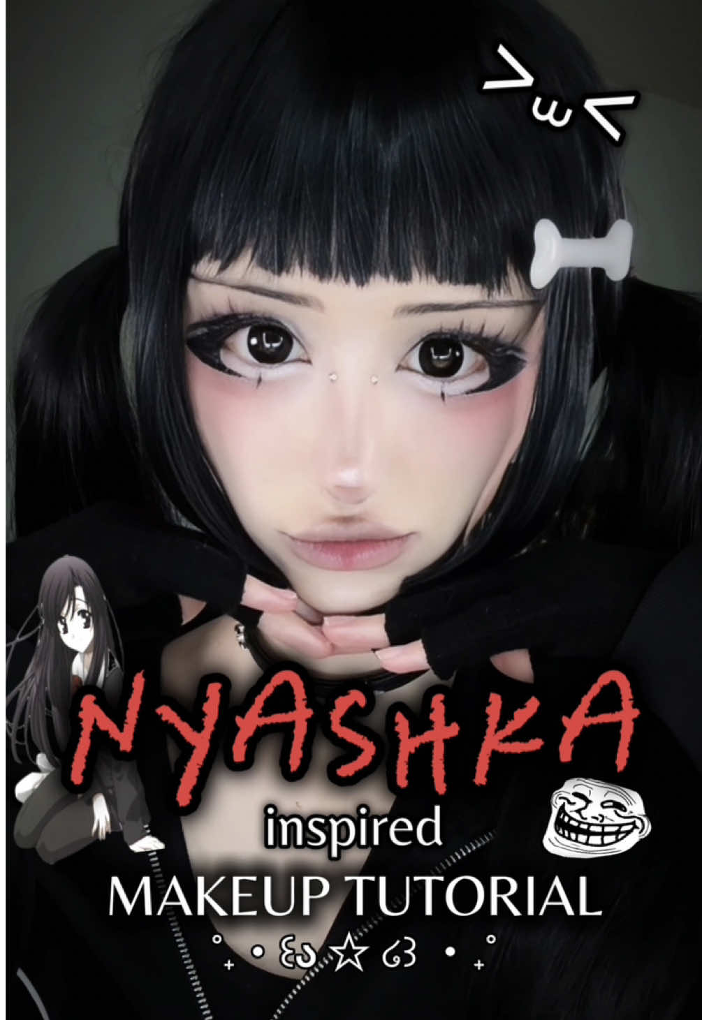 Trying Russia’s most CONTROVERSIAL makeup style…(NYASHKA 🖤🇷🇺) #nyashka #makeuptutorial #russian #controversy #creepy 