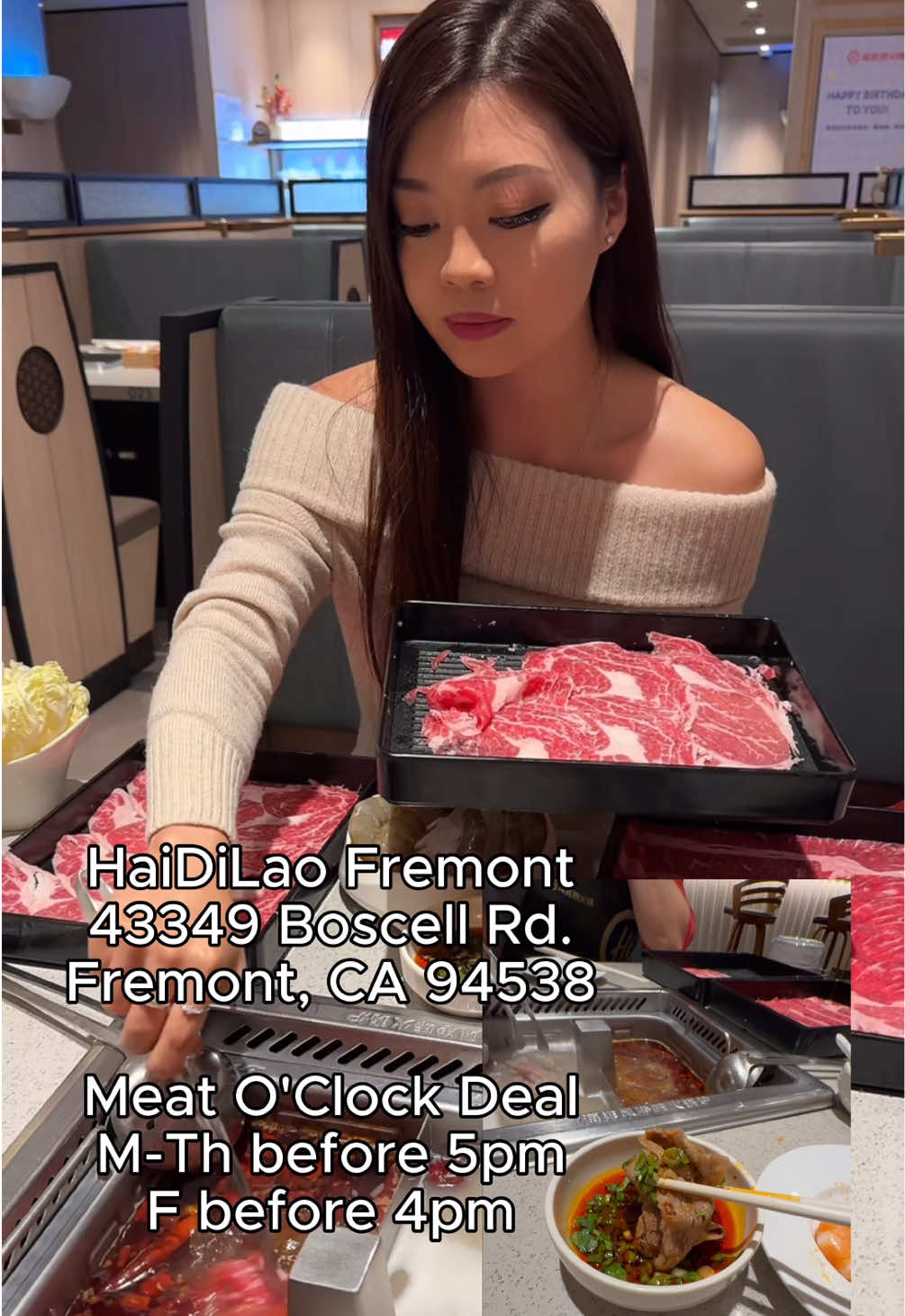So excited for HaiDiLao Fremont’s Meat O’Clock deal! So worth it for AYCE hotpot! See promotion details to learn more. @Haidilao_US #haidilao #fremont #hotpot #ayce #bayarea  