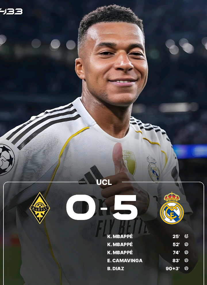 FT | Real Madrid 5-0 Kairat. #realmadrid  vs #kairat #uefachampionsleague #xybca #fyp 