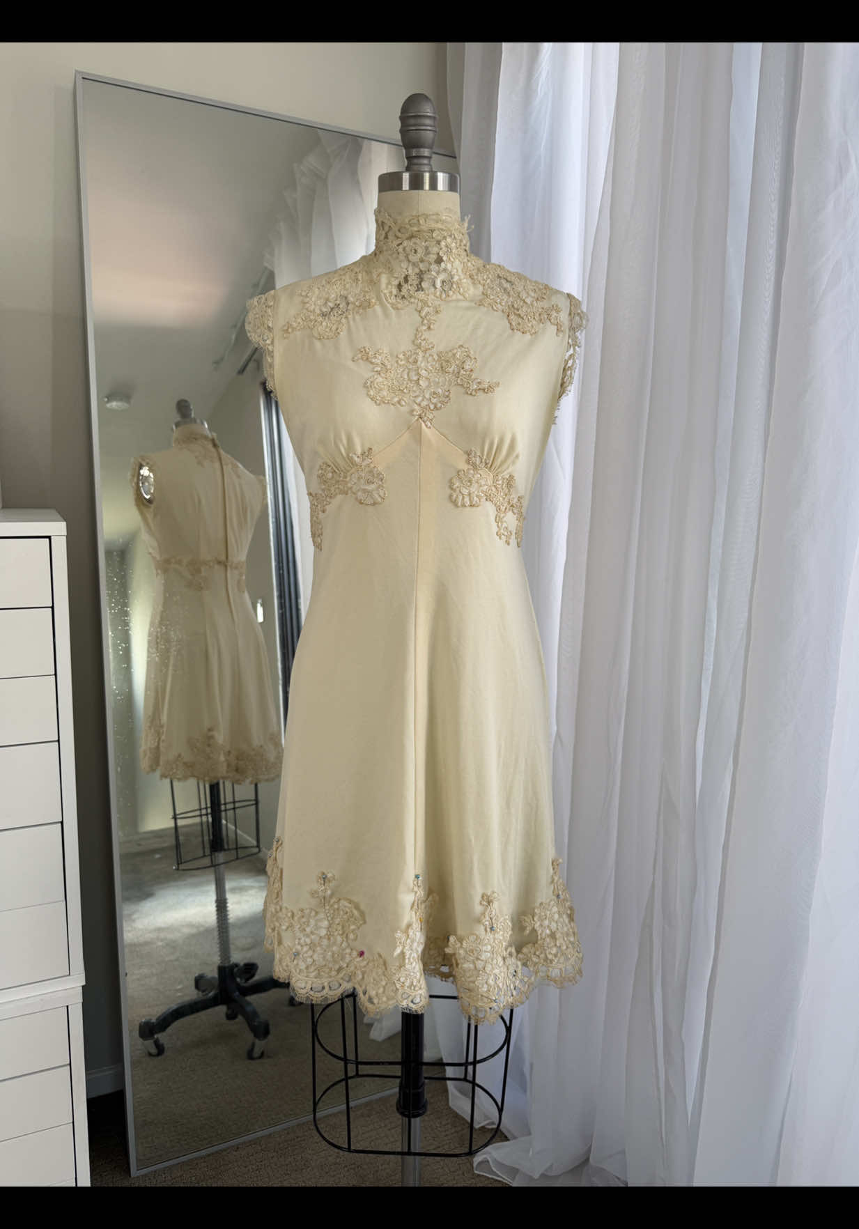 A cute mini on the way #thriftflip #weddingdress #sewing 
