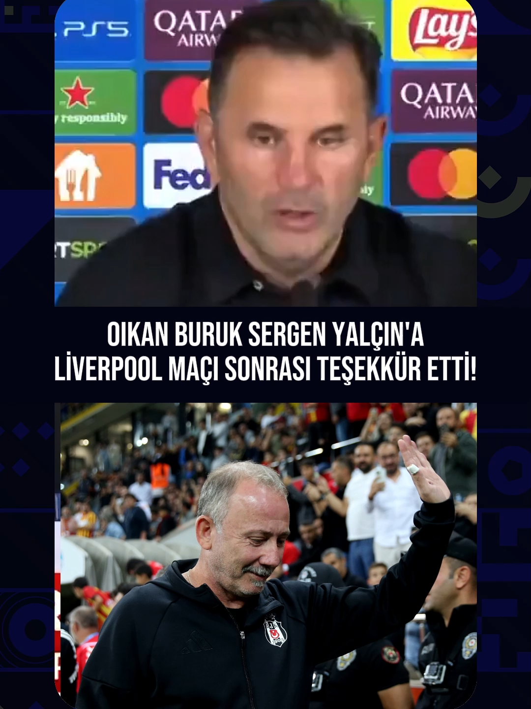👏 OKAN BURUK'TAN SERGEN YALÇIN'A TEŞEKKÜR! 🗣️ Okan Buruk: Sergen Hoca'ya teşekkür etmek istiyorum. Beşiktaş'ın gelişimini görüyoruz. Önemli bir maça çıkacağız.. Önemli bir maça çıkacağız. Bu moral bizi bu maça çok iyi bir şekilde hazırlayacak. #beşiktaş #sergenyalçın #okanburuk #galatasaray #UCL #liverpool
