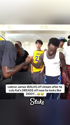 Lebron James WALKS off stream after he cuts Kai’s DREADS off now he looks like DIDDY…😭😭#fyp #kaicenat #lebronjames 