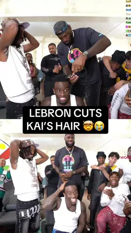 BRON REALLY GAVE KAI A HAIRCUT FOR HITTING 1M SUBS 😭🙌 @Kai Cenat #kai #kaicenat #lebron #lebronjames 