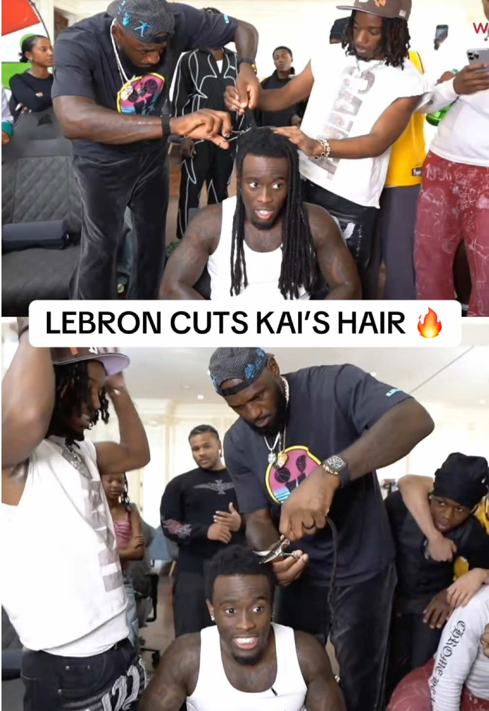 LEBRON CUTS IT ALL OFF (via @Kai Cenat) #NBA #lakers #lebron #kaicenat #basketball 