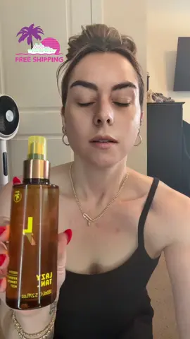 Lazy tan self tanning mist for body, face and hands with free mitt included. It contains hyaluronic acid, vitamin C, vitamin E, DHA and boosts collagen. It is scented cucumber and it’s also buildable. No streaks, no orange tones, no bad smell, dries in seconds and you do not need to wash it off. Right now this is on a great sale with FREE shipping!@Lazy Tan USA #fyp #selftanner #selftanning #glowingskin #tiktokshop