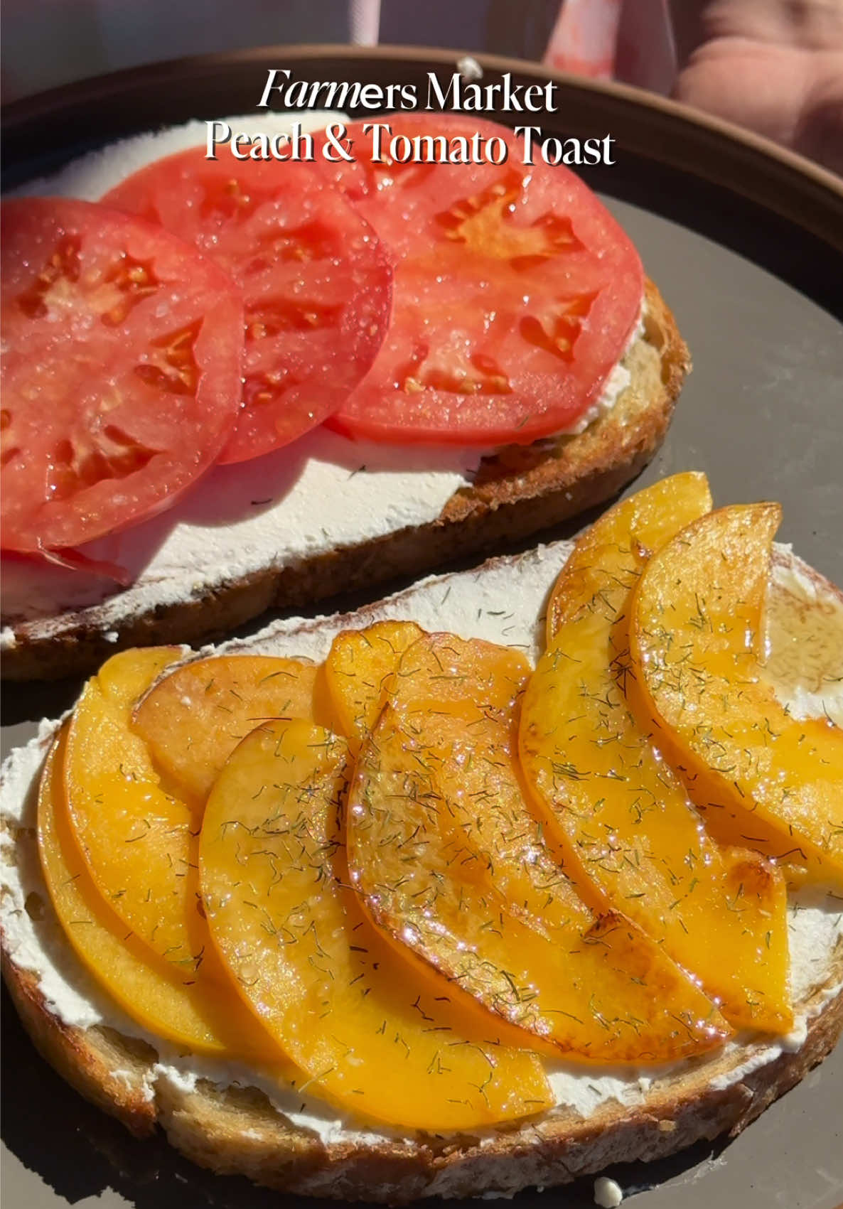 Sunday toast🍅 + farmers market 🧑‍🌾🥖 #farmersmarket #couplecooking #fyp #tomatotoast #peachtoast 