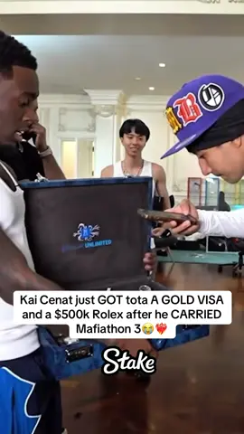 Kai Cenat just GOT tota A GOLD VISA and a $500k Rolex after he CARRIED Mafiathon 3😭❤️‍🔥#fyp #kaicenat #lebronjames23 #tota 