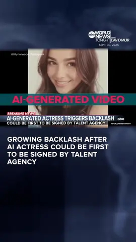 Some of Hollywood’s biggest names are sounding the alarm over an AI generated “actor” whose company is reportedly seeking representation. The AI character ‘Tilly Norwood’ is the face of growing backlash and debate over the use of AI. Matt Gutman reports.