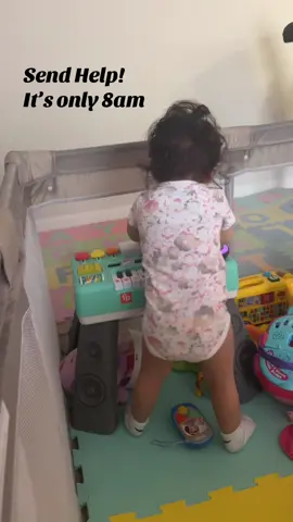 Thanks to her aunt and uncle for getting her this Dj booth, now I get to enjoy 8am bangers 😭 #fyp #baby #fisherprice #muaheatherr #nj 