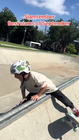 Slams of September! We appreciate all slams! I realized how little he practiced on his board this month. #slams #wipeout #slamtember #enidskatepark 
