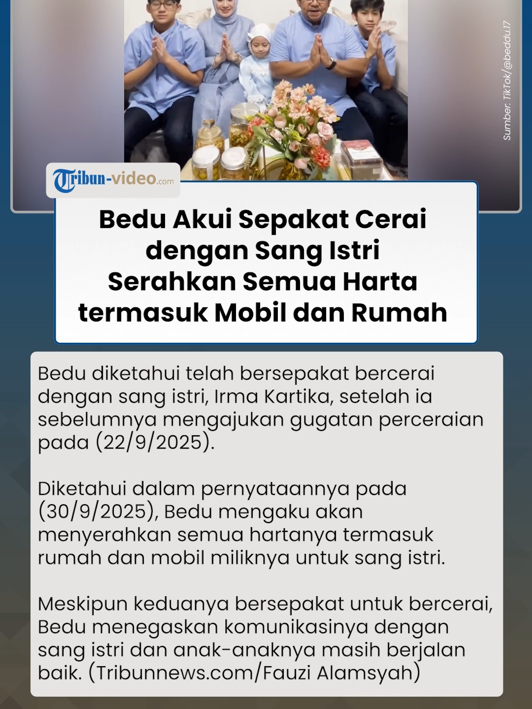 Bedu Sepakat Bercerai dengan Sang Istri, Serahkan Semua Harta termasuk Mobil dan Rumah #bedu #perceraianartis #cerai #beritaterkinidanperistiwa #perceraian