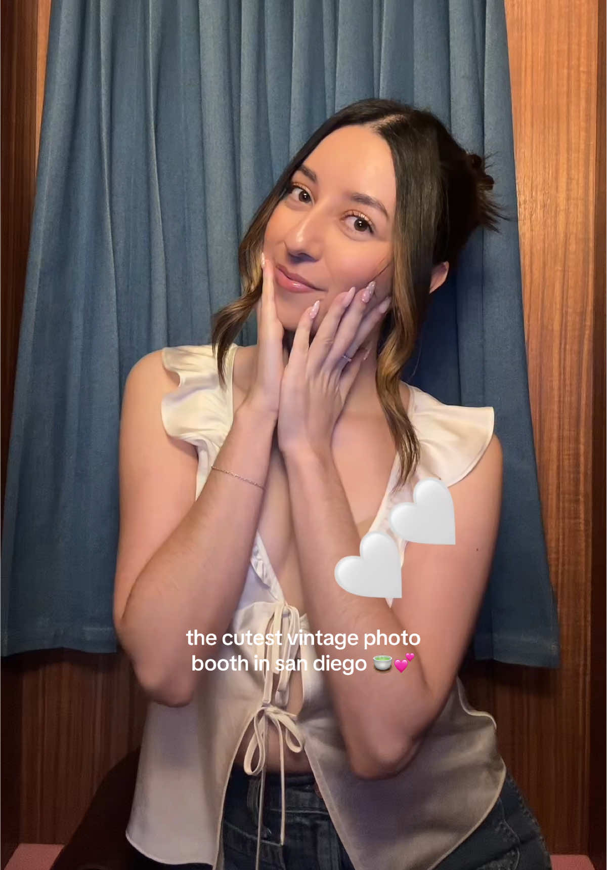 Located at Holy Matcha in San Diego 🍵💕 $6.50 for two photo strips 🎞️ #vintagephotobooth #photobooth #sandiego 