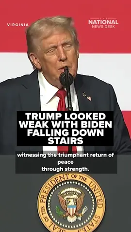 President Donald Trump said that the U.S. looked weak under Biden in part due to the former president falling down stairs. Read more by clicking the link in the bio. #hegseth #trump #biden #military #news #politics