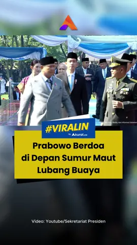 Prabowo berdoa sebagai tanda penghormatan bagi para pahlawan revolusi yang dibuang ke dalam sumur tersebut pada peristiwa G30S PKI. Nampak Prabowo turut didampingi oleh Wakil Presiden Gibran Rakabuming Raka. Ada pula Ketua MPR, Ahmad Muzani; Ketua DPR, Puan Maharani dan Kepala Pusat Sejarah, Brigadir Jenderal TNI Stefie Jantje Nuhujanan. 🎥: Youtube/Sekretariat Presiden. #presiden #prabowo #harikesaktian #sumurmaut #akuratco