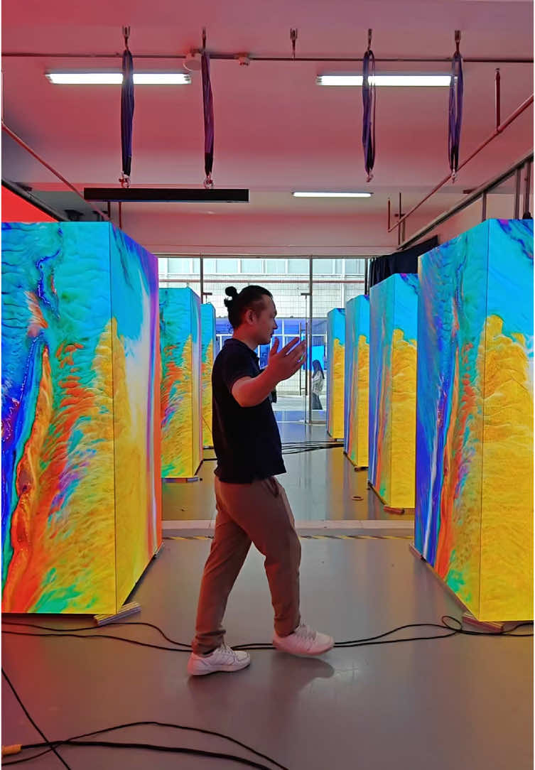 An LED display screen wrapped in color magic.#whaley #ledscreen #ledfactory #ledpanel #leddisplay 