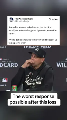 Aaron Boone was asked about the fact that usually whoever wins game 1 goes on to win the series:  
